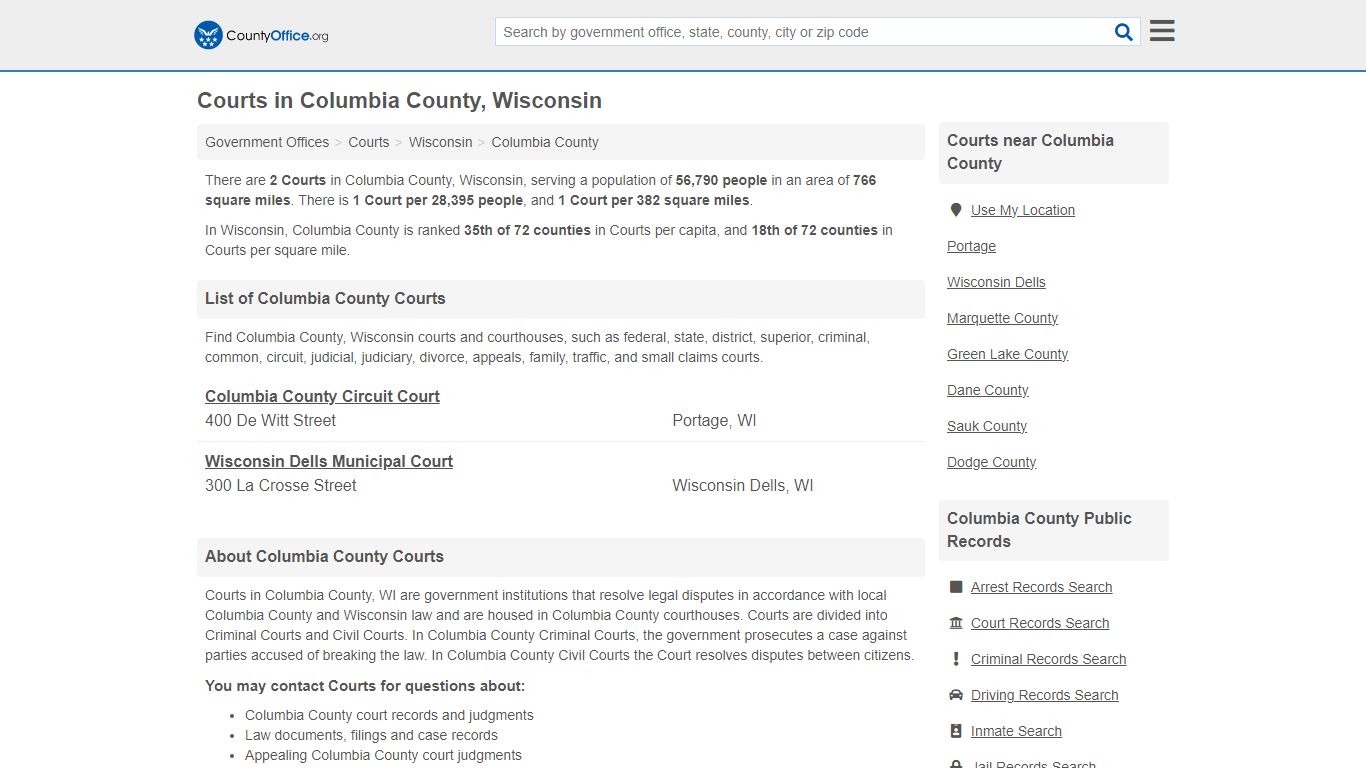 Courts - Columbia County, WI (Court Records & Calendars)